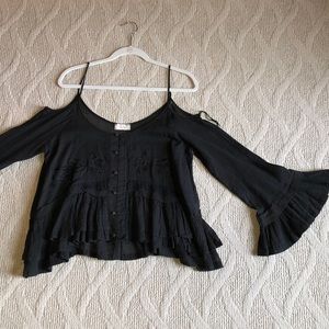 free people black blouse